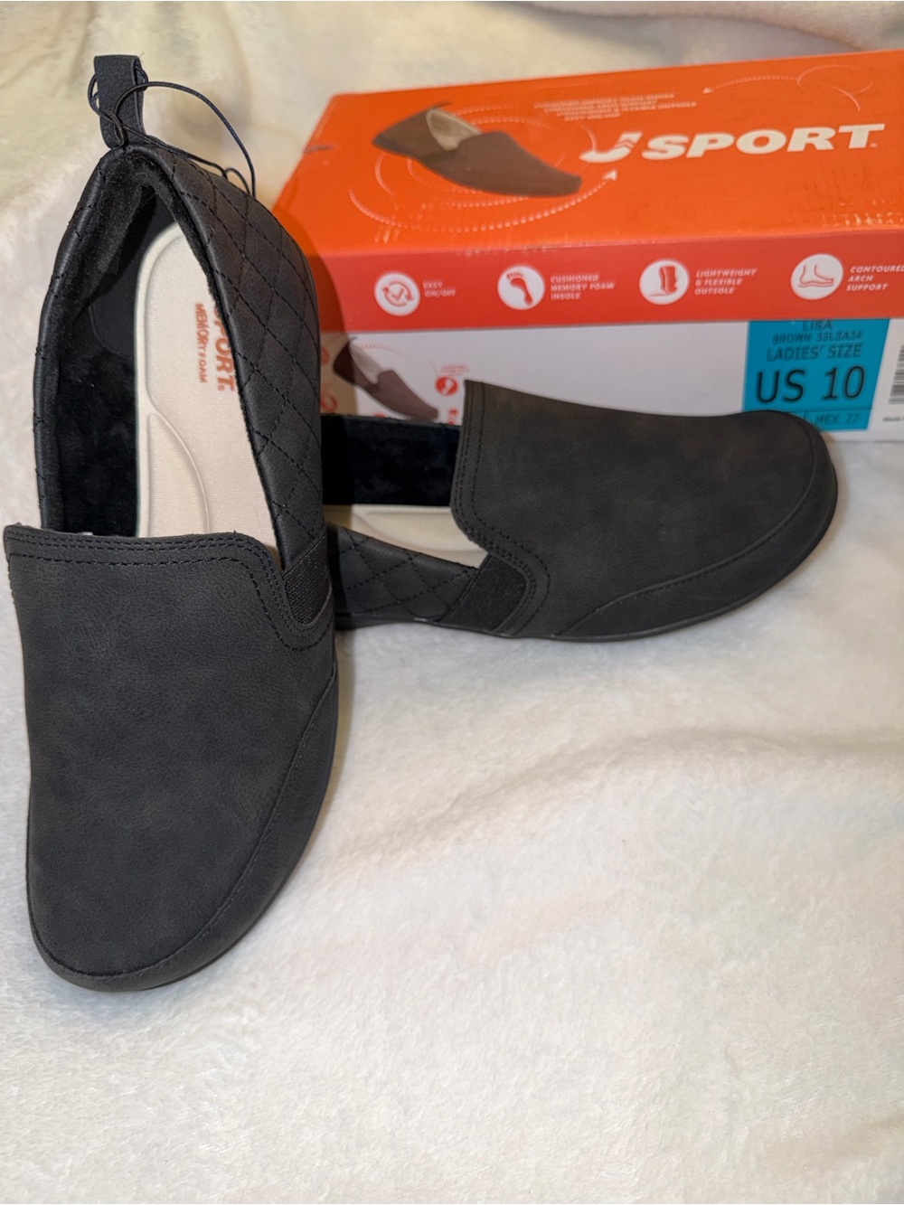 Jsport Women’s Black Quilted Slip-On Loafers